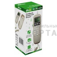 Стационарный телефон, RITMIX RT-010 White с дисплеем, узкий корпус, белый (1/40)