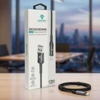 Кабель USB to Lightning плетеный Monarch J-Series 1.2м, черный