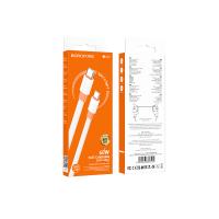 Кабель Type-C to Type-C Borofone BX89 Union, 1m, 3A, 60W, белый, оранжевая вставка