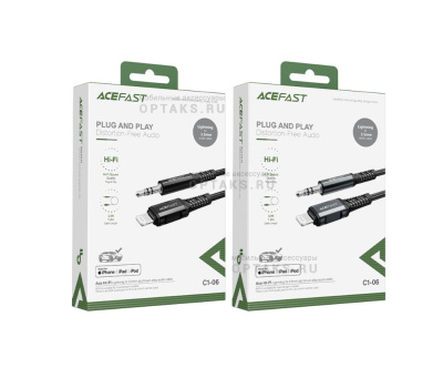 Кабель AUX Lightning (m)-Jack 3,5mm(m), ACEFAST C1-06, 1.2м, черный