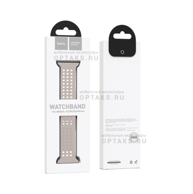 Ремешок для смарт часов 42/44/45/49mm HOCO, WA08 Flexible, силикон,  серый, светлый